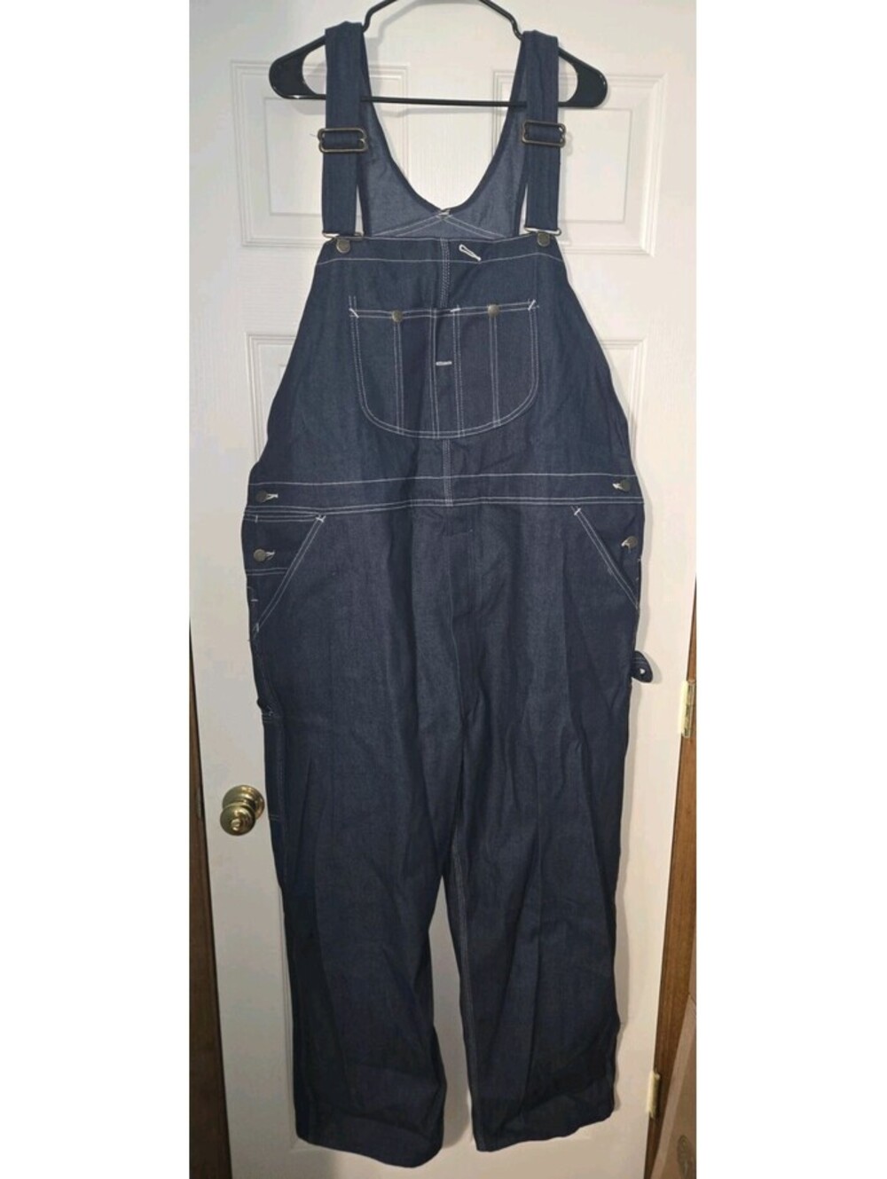 Vintage Sears Roebuck Zipper Fly Denim Bibs Overalls Deadstock Denim USA 48x30